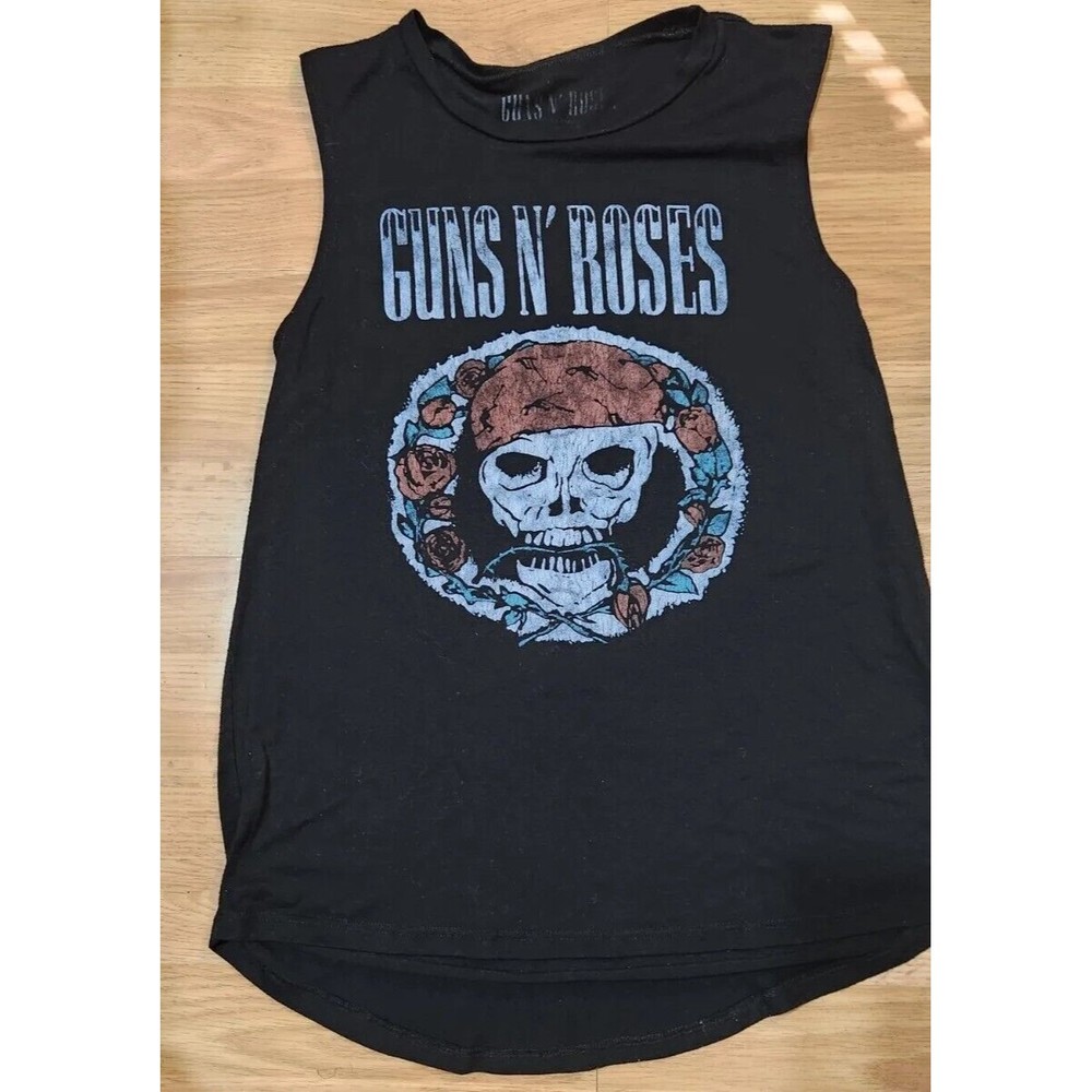 Guns N Roses Tank Size Large Skull and Roses Sleeveless TeeBlack w Graphic Logo